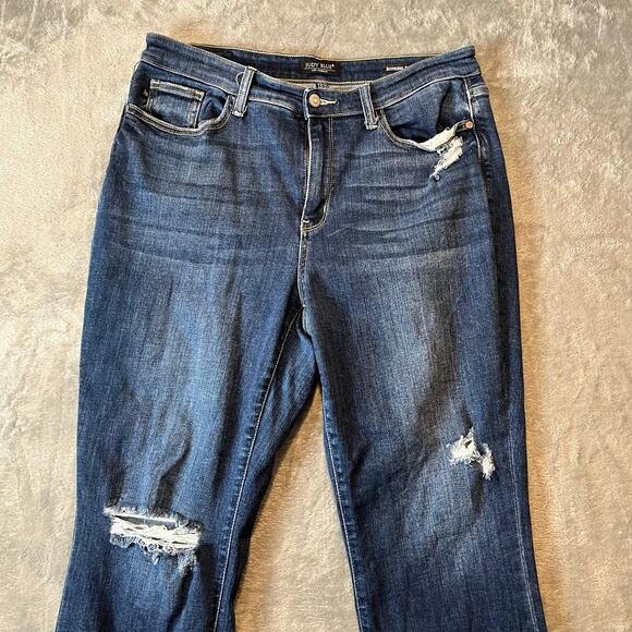 Judy Blue High Waisted Boyfriend‎ Fit Distressed Denim Blue Jeans Women's - Picture 2 of 8